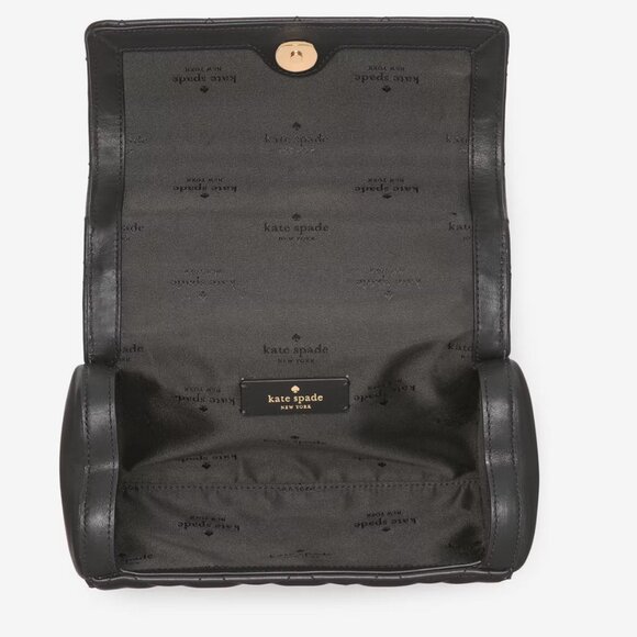 Kate Spade Heart 3D Barrel Quilted Crossbody - Black - Love Shack KK175 - Picture 8 of 10